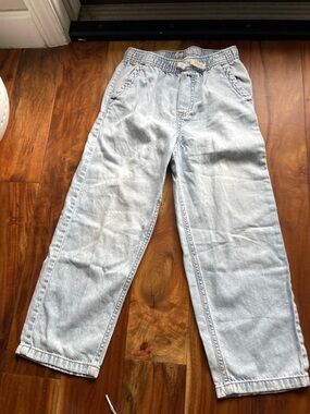 Zara Light Wash Elastic Waist Denim wide leg Pants - Light Blue